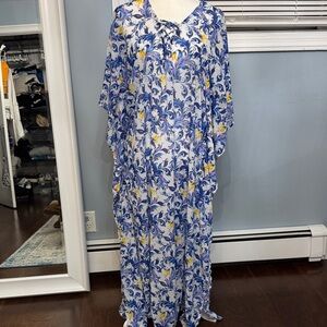 Byblos Blue and Yellow Floral Swim Coverup